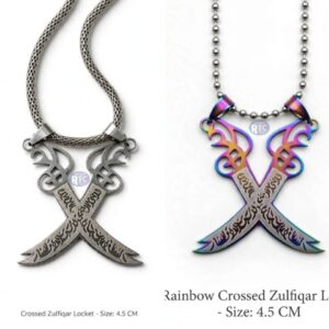 PREMIUM CROSSED ZULFIQAR LOCKET WITH CHAIN STAINLESS STEEL LOCKET