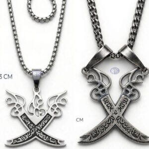 PREMIUM CROSSED ZULFIQAR LOCKET WITH CHAIN STAINLESS STEEL LOCKET